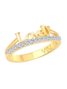 Vighnaharta Gold Plated Cubic Zirconia Studded Finger Ring