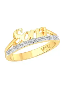 Vighnaharta Gold-Plated CZ Studded Finger Ring