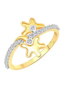 Vighnaharta Gold-Plated CZ Studded Finger Ring