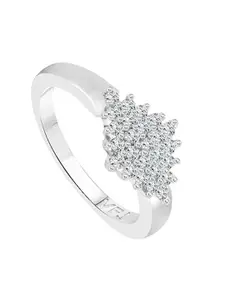 Vighnaharta Rhodium Plated & CZ Studded Finger Ring