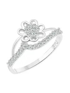 Vighnaharta Rhodium Plated & CZ Studded Finger Ring