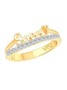 Vighnaharta Gold Plated & CZ Studded Finger Ring
