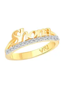 Vighnaharta Gold Plated & CZ Studded Finger Ring