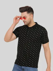 Leotude Geometric Printed Polo Collar T-shirt