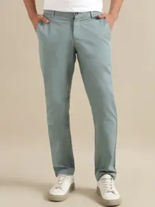 Andamen Men Ultra Slim Fit Mid-Rise Cotton Chinos Trousers
