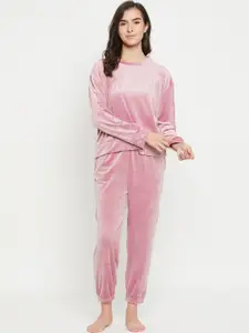 Camey Velvet Top And Pyjamas Night Suit