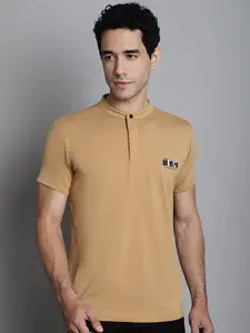 VENITIAN Mandarin Collar Short sleeves Slim Fit T-shirt