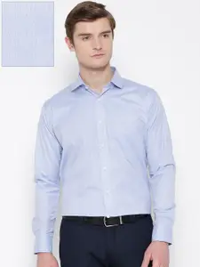 Shaftesbury London Men Blue Smart Slim Fit Self-Design Formal Shirt
