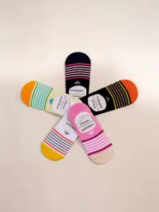 Cotstyle Men Pack Of 5 Striped No-Show Socks
