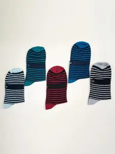 Cotstyle Men Pack Of 5 Striped Ankle-Length Socks