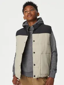 Marks & Spencer Boys Colourblocked Stand Collar Lightweight Padded Jacket