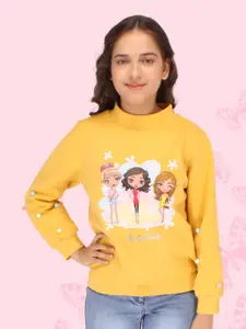 CUTECUMBER Girls Graphic Printed High Neck Sweatshirt
