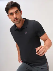 Technosport Striped Polo Collar Slim Fit Sports T-Shirt