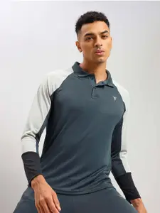 Technosport Colourblocked Polo Collar Antimicrobial Training T-shirt