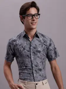 JAINISH Classic Floral Printed Spread Collar Regular Fit Polycotton Formal Shirt