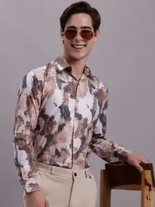 JAINISH Classic Abstract Printed Spread Collar Regular Fit Cotton Formal Shirt