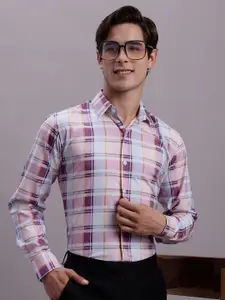 JAINISH Classic Checked Spread Collar Regular Fit Polycotton Formal Shirt