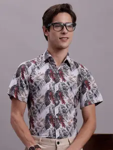 JAINISH  Classic Floral Printed Spread Collar Regular Fit Polycotton Formal Shirt