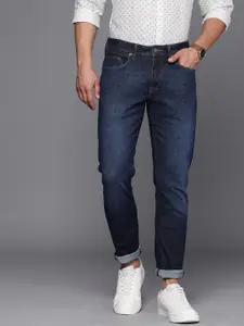 Louis Philippe Jeans Men Slim Tapered Fit Mid-Rise Light Fade Stretchable Jeans