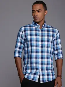 Louis Philippe Sport Pure Cotton Super Slim Fit Opaque Checked Casual Shirt