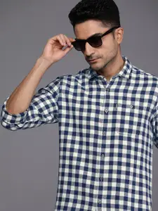Louis Philippe Jeans Super Slim Fit Gingham Checked Pure Cotton Casual Shirt