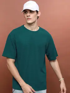 HIGHLANDER Drop-Shoulder Sleeves Oversized Popcorn Structured T-shirt