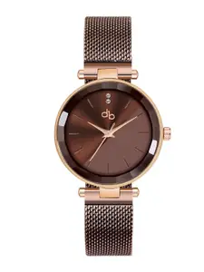 DressBerry Women Embellished Dial & Stainless Steel Analogue Watch DB-009-Brown