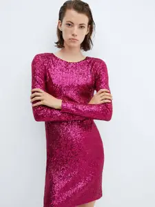 MANGO Shimmery Sheath Mini Dress