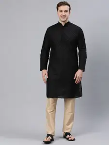 Majestic Man Mandarin Collar Ethnic Motifs Embroidered Kurta
