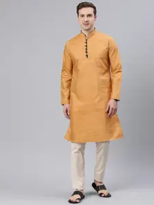 Majestic Man Mandarin Collar Woven Design Kurta