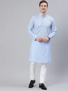 Majestic Man Mandarin Collar Ethnic Motifs Embroidered Kurta