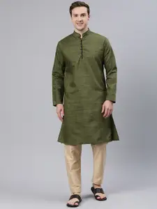 Majestic Man Mandarin Collar Woven Design Kurta