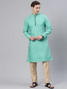 Majestic Man Mandarin Collar Woven Design Kurta