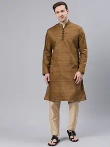 Majestic Man Mandarin Collar Woven Design Kurta