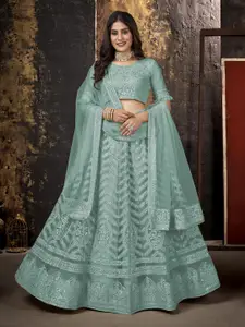 Panzora Embroidered Sequinned Semi-Stitched Lehenga & Blouse With Dupatta