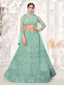 Panzora Embroidered Sequinned Semi-Stitched Lehenga & Blouse With Dupatta