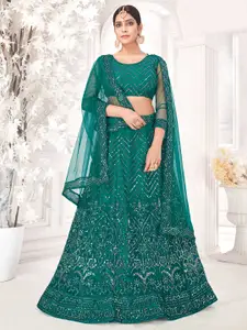 Panzora Embroidered Sequined Semi-Stitched Lehenga & Blouse With Dupatta