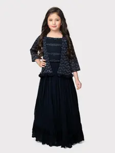 Tiny Kingdom Girls Embellished Sequinned Ready to Wear Lehenga & Jacket