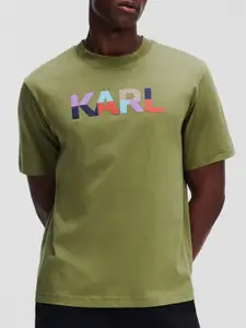 Karl Lagerfeld Typography Printed Organic Cotton T-shirt