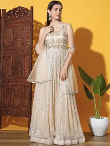 Chhabra 555 Embellished Ethnic Maxi Gown With Dupatta