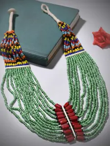 Bamboo Tree Jewels Beaded Statement Tribal Necklace