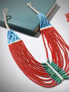Bamboo Tree Jewels Beaded Statement Tribal Necklace