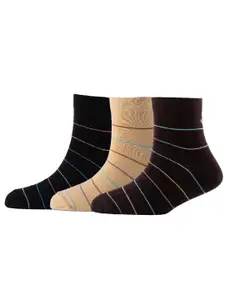 Cotstyle Men Pack Of 3 Striped Pure Cotton Above Ankle-Length Socks