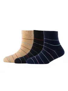 Cotstyle Men Pack Of 3 Striped Pure Cotton Ankle Length Socks