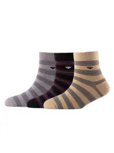 Cotstyle Men Pack Of 3 Striped Pure Cotton Above Ankle Socks