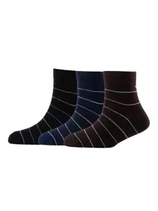 Cotstyle Men Pack Of 3 Striped Pure Cotton Above Ankle-Length Socks