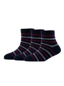 Cotstyle Men Pack Of 3 Striped Cotton Above Ankle-Length Socks