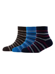 Cotstyle Men Pack Of 3 Striped Pure Cotton Above Ankle Length Socks
