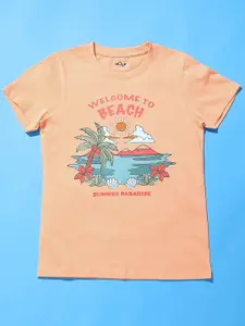 Hoop Girls Graphic Printed Cotton  T-shirt