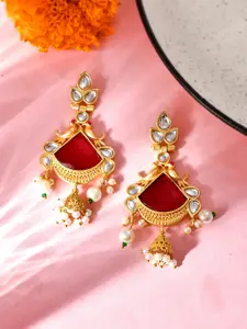 Silvermerc Designs Gold Plated Kundan Jhumka Earrings